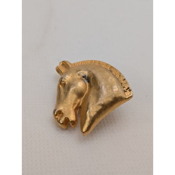 Authentic Hermes GP Gold Large Cheval Horse Single Earring Bijouterie Fantaisie - Picture 3 of 7